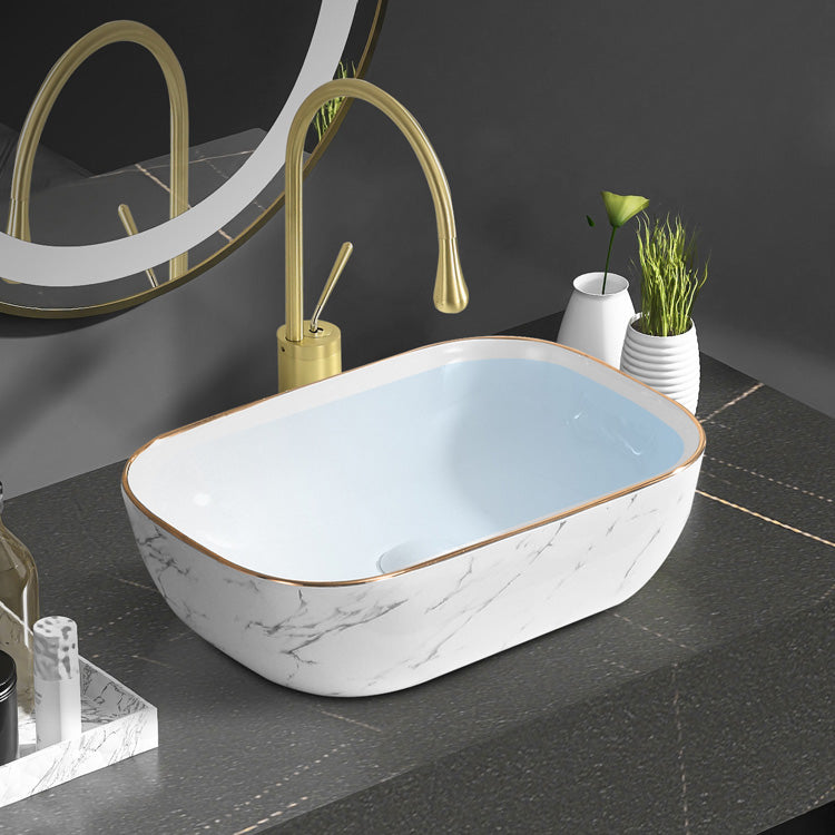 Contemporary Bathroom Sink Pop-Up Drain Porcelain Oval-Shape Vessel Bathroom Sink Clearhalo 'Bathroom Remodel & Bathroom Fixtures' 'Bathroom Sinks & Faucet Components' 'Bathroom Sinks' 'bathroom_sink' 'Home Improvement' 'home_improvement' 'home_improvement_bathroom_sink' 6206252
