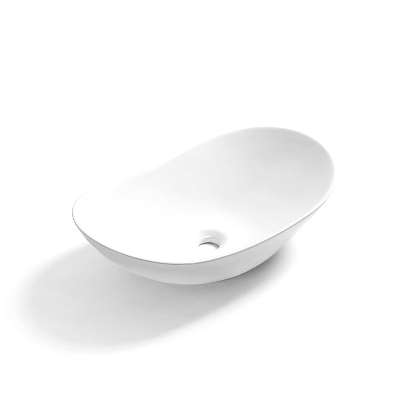 Contemporary Bathroom Sink Pop-Up Drain Porcelain Solid Color Oval-Shape Vessel Sink Clearhalo 'Bathroom Remodel & Bathroom Fixtures' 'Bathroom Sinks & Faucet Components' 'Bathroom Sinks' 'bathroom_sink' 'Home Improvement' 'home_improvement' 'home_improvement_bathroom_sink' 6206265