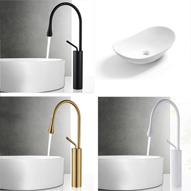 Contemporary Bathroom Sink Pop-Up Drain Porcelain Solid Color Oval-Shape Vessel Sink Clearhalo 'Bathroom Remodel & Bathroom Fixtures' 'Bathroom Sinks & Faucet Components' 'Bathroom Sinks' 'bathroom_sink' 'Home Improvement' 'home_improvement' 'home_improvement_bathroom_sink' 6206268