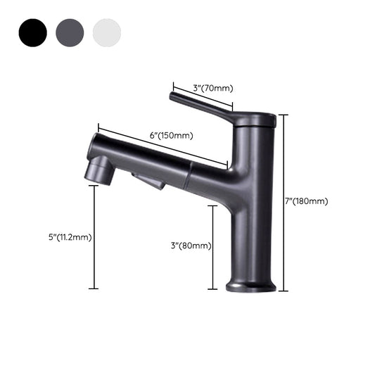 Modern Style Retractable Vessel Faucet Single-handle Low Arc Copper Vessel Faucet Clearhalo 'Bathroom Remodel & Bathroom Fixtures' 'Bathroom Sink Faucets' 'Bathroom Sinks & Faucet Components' 'bathroom_sink_faucets' 'Home Improvement' 'home_improvement' 'home_improvement_bathroom_sink_faucets' 6206875