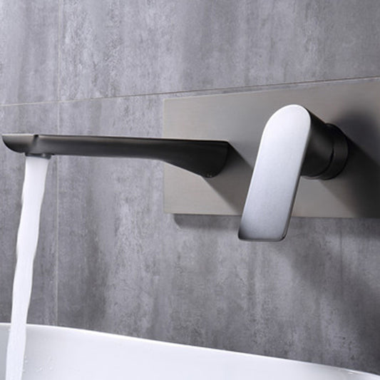 Contemporary Style Faucets Wall Mounted Faucets with Lever Handles Clearhalo 'Bathroom Remodel & Bathroom Fixtures' 'Bathroom Sink Faucets' 'Bathroom Sinks & Faucet Components' 'bathroom_sink_faucets' 'Home Improvement' 'home_improvement' 'home_improvement_bathroom_sink_faucets' 6211529