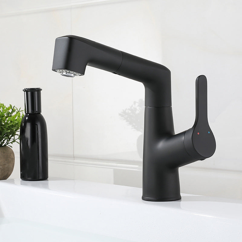 Simplicity Centerset Faucet Pure Color Bathroom Vessel Faucet Black Square Clearhalo 'Bathroom Remodel & Bathroom Fixtures' 'Bathroom Sink Faucets' 'Bathroom Sinks & Faucet Components' 'bathroom_sink_faucets' 'Home Improvement' 'home_improvement' 'home_improvement_bathroom_sink_faucets' 6211572