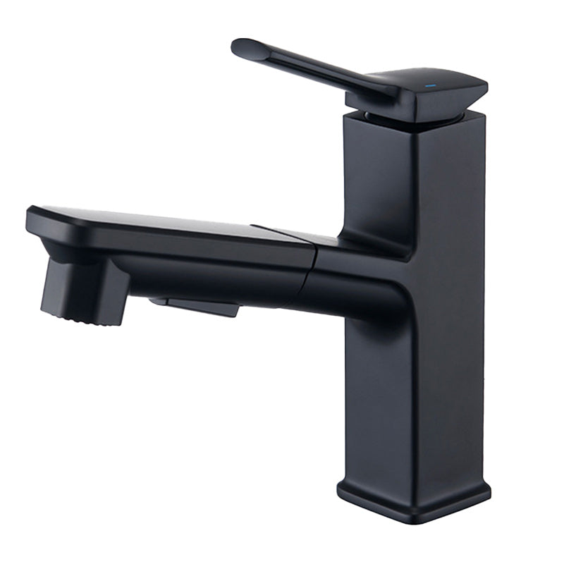 Contemporary Vessel Faucet Lever Handles Low Arc Copper Vessel Faucet Black Clearhalo 'Bathroom Remodel & Bathroom Fixtures' 'Bathroom Sink Faucets' 'Bathroom Sinks & Faucet Components' 'bathroom_sink_faucets' 'Home Improvement' 'home_improvement' 'home_improvement_bathroom_sink_faucets' 6211600