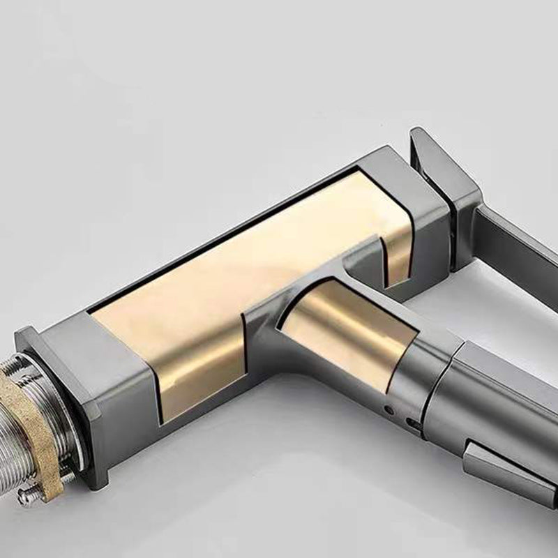 Contemporary Vessel Faucet Lever Handles Low Arc Copper Vessel Faucet Clearhalo 'Bathroom Remodel & Bathroom Fixtures' 'Bathroom Sink Faucets' 'Bathroom Sinks & Faucet Components' 'bathroom_sink_faucets' 'Home Improvement' 'home_improvement' 'home_improvement_bathroom_sink_faucets' 6211607