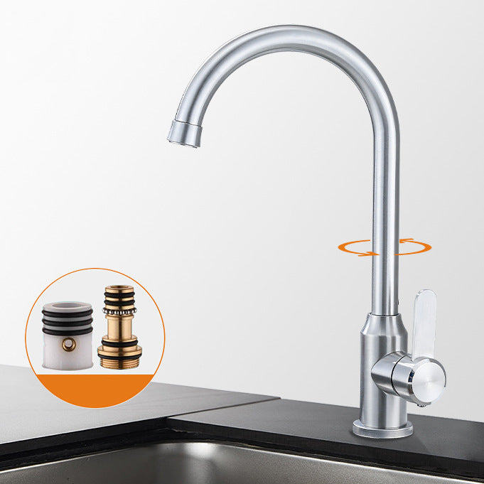 Modern Pulldown Sprayer Water Filler One Handle High Arch Kitchen Faucet with Deck Plate Silver Gooseneck Clearhalo 'Home Improvement' 'home_improvement' 'home_improvement_kitchen_faucets' 'Kitchen Faucets' 'Kitchen Remodel & Kitchen Fixtures' 'Kitchen Sinks & Faucet Components' 'kitchen_faucets' 6211617