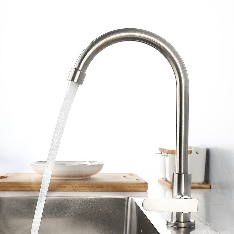 Contemporary Single Handle Kitchen Faucet Pull down 1-Hold Bar Faucet Clearhalo 'Home Improvement' 'home_improvement' 'home_improvement_kitchen_faucets' 'Kitchen Faucets' 'Kitchen Remodel & Kitchen Fixtures' 'Kitchen Sinks & Faucet Components' 'kitchen_faucets' 6211632