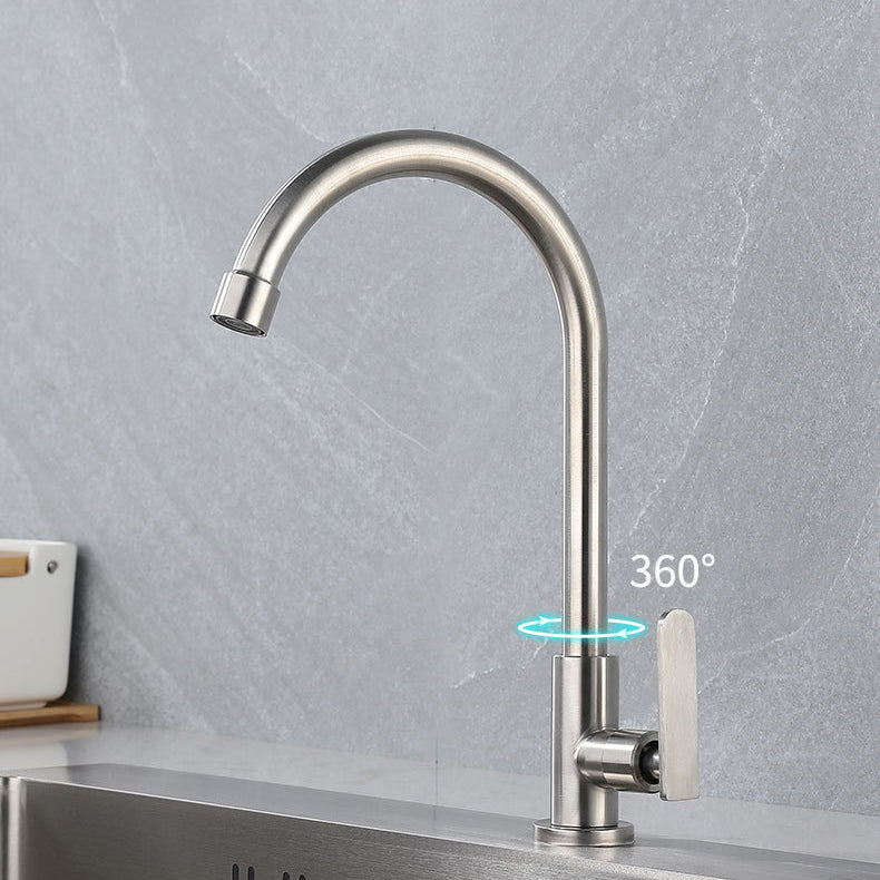 Contemporary Single Handle Kitchen Faucet Pull down 1-Hold Bar Faucet Clearhalo 'Home Improvement' 'home_improvement' 'home_improvement_kitchen_faucets' 'Kitchen Faucets' 'Kitchen Remodel & Kitchen Fixtures' 'Kitchen Sinks & Faucet Components' 'kitchen_faucets' 6211636