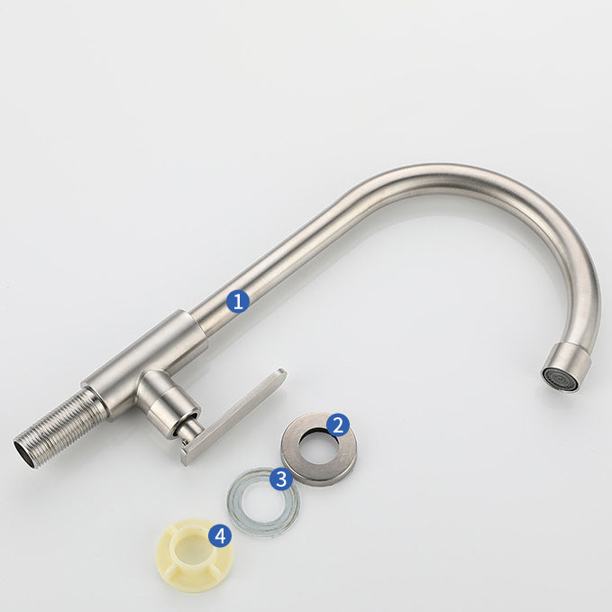 Contemporary Single Handle Kitchen Faucet Pull down 1-Hold Bar Faucet Clearhalo 'Home Improvement' 'home_improvement' 'home_improvement_kitchen_faucets' 'Kitchen Faucets' 'Kitchen Remodel & Kitchen Fixtures' 'Kitchen Sinks & Faucet Components' 'kitchen_faucets' 6211645