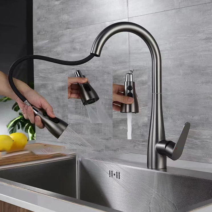 Modern Pot Filler Stainless Steel Pull down Faucet Swivel Spout Kitchen Bar Faucet Clearhalo 'Home Improvement' 'home_improvement' 'home_improvement_kitchen_faucets' 'Kitchen Faucets' 'Kitchen Remodel & Kitchen Fixtures' 'Kitchen Sinks & Faucet Components' 'kitchen_faucets' 6211661