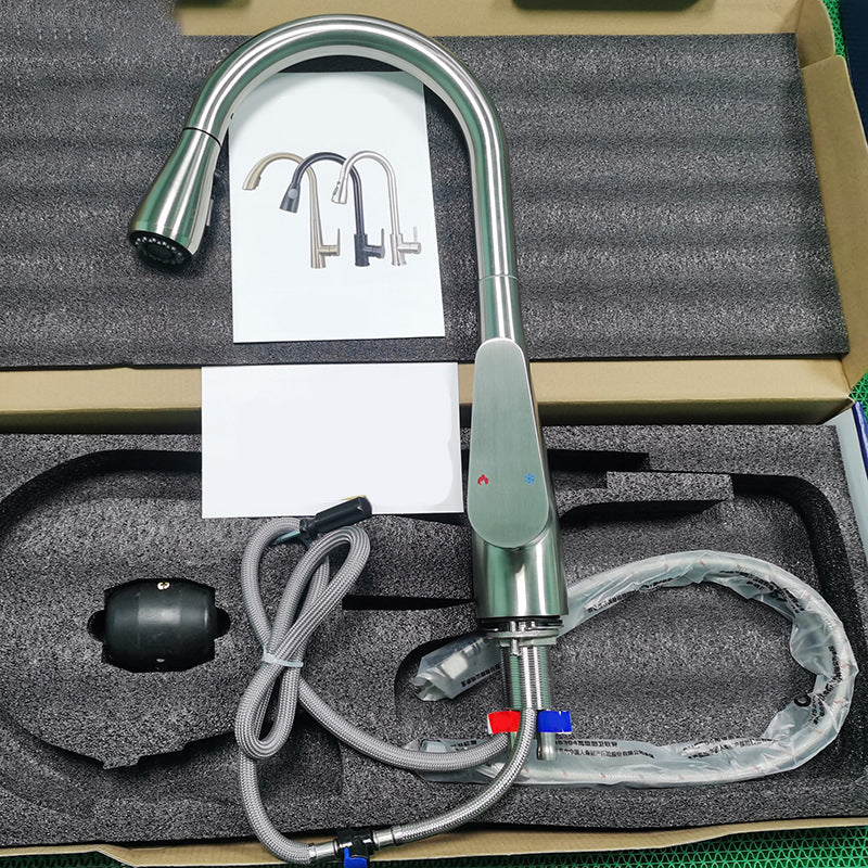 Modern Pot Filler Stainless Steel Pull down Faucet Swivel Spout Kitchen Bar Faucet Clearhalo 'Home Improvement' 'home_improvement' 'home_improvement_kitchen_faucets' 'Kitchen Faucets' 'Kitchen Remodel & Kitchen Fixtures' 'Kitchen Sinks & Faucet Components' 'kitchen_faucets' 6211677