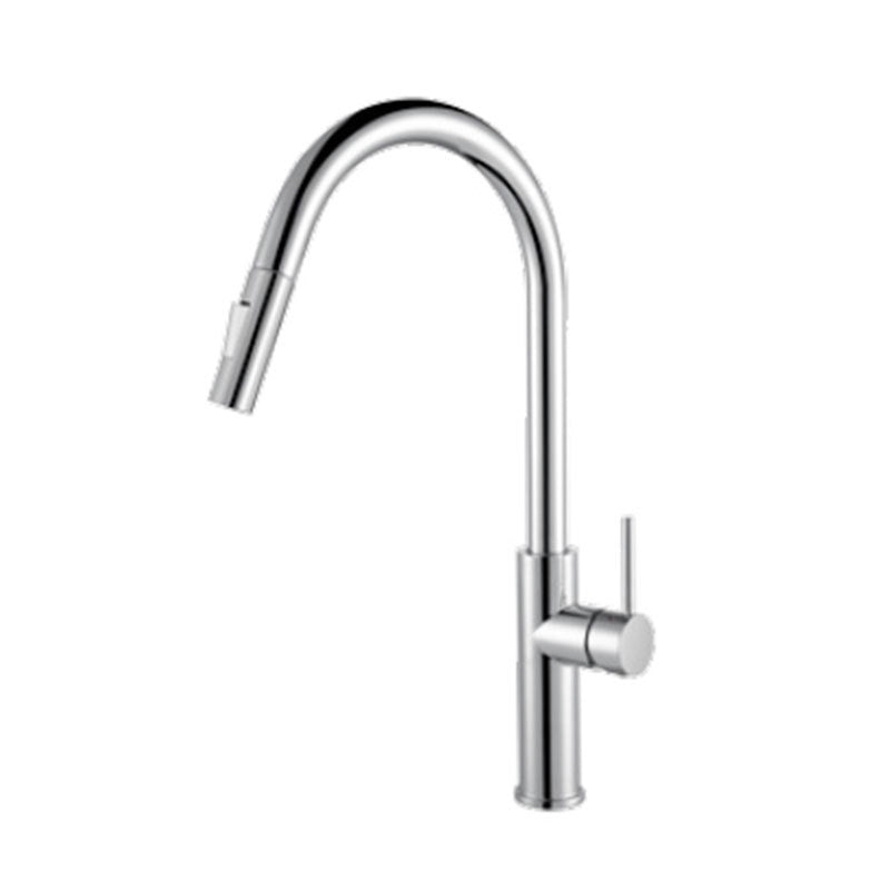 Modern Style Gooseneck Faucet Copper Single Handle Faucet for Kitchen Chrome Clearhalo 'Home Improvement' 'home_improvement' 'home_improvement_kitchen_faucets' 'Kitchen Faucets' 'Kitchen Remodel & Kitchen Fixtures' 'Kitchen Sinks & Faucet Components' 'kitchen_faucets' 6211683