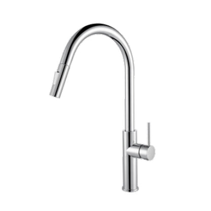 Modern Style Gooseneck Faucet Copper Single Handle Faucet for Kitchen Chrome Clearhalo 'Home Improvement' 'home_improvement' 'home_improvement_kitchen_faucets' 'Kitchen Faucets' 'Kitchen Remodel & Kitchen Fixtures' 'Kitchen Sinks & Faucet Components' 'kitchen_faucets' 6211683