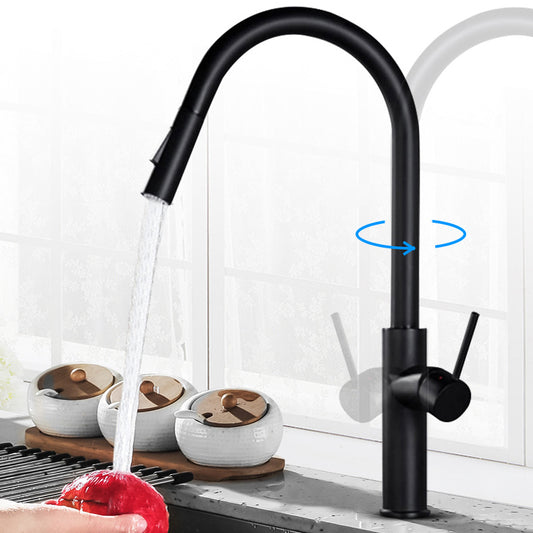 Modern Style Gooseneck Faucet Copper Single Handle Faucet for Kitchen Clearhalo 'Home Improvement' 'home_improvement' 'home_improvement_kitchen_faucets' 'Kitchen Faucets' 'Kitchen Remodel & Kitchen Fixtures' 'Kitchen Sinks & Faucet Components' 'kitchen_faucets' 6211694