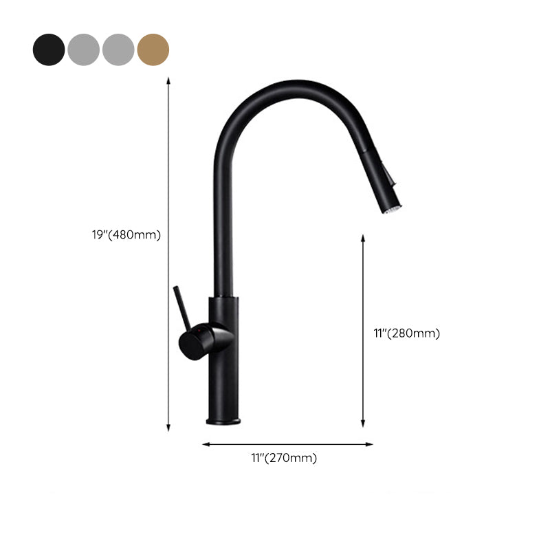 Modern Style Gooseneck Faucet Copper Single Handle Faucet for Kitchen Clearhalo 'Home Improvement' 'home_improvement' 'home_improvement_kitchen_faucets' 'Kitchen Faucets' 'Kitchen Remodel & Kitchen Fixtures' 'Kitchen Sinks & Faucet Components' 'kitchen_faucets' 6211698
