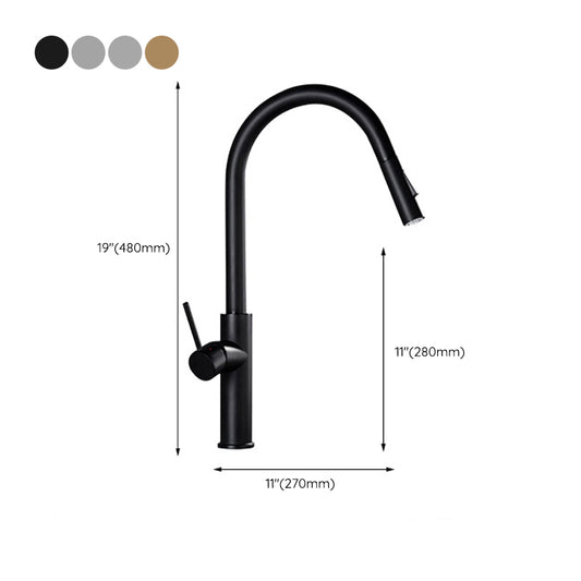 Modern Style Gooseneck Faucet Copper Single Handle Faucet for Kitchen Clearhalo 'Home Improvement' 'home_improvement' 'home_improvement_kitchen_faucets' 'Kitchen Faucets' 'Kitchen Remodel & Kitchen Fixtures' 'Kitchen Sinks & Faucet Components' 'kitchen_faucets' 6211698