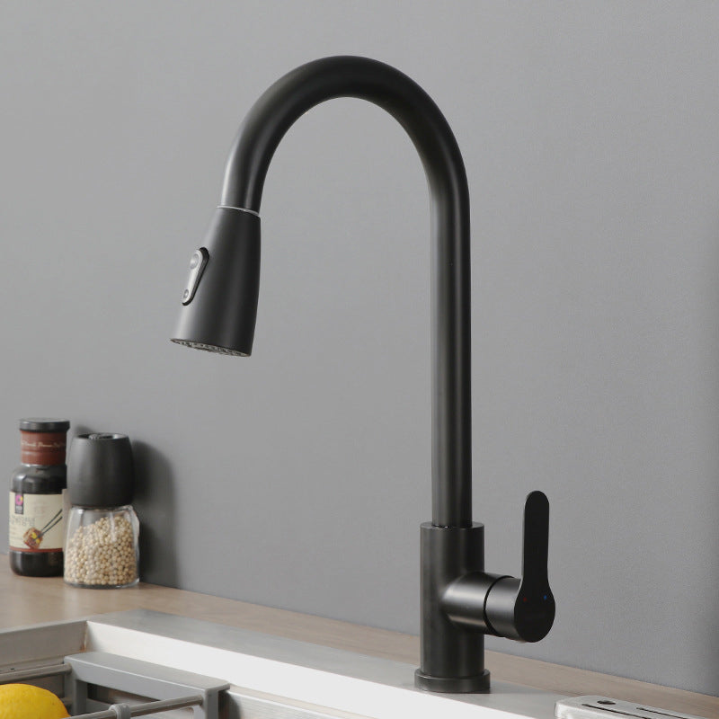 Modern Pot Filler Stainless Steel Pull Out Faucet Bar Prep Kitchen Faucet Black Clearhalo 'Home Improvement' 'home_improvement' 'home_improvement_kitchen_faucets' 'Kitchen Faucets' 'Kitchen Remodel & Kitchen Fixtures' 'Kitchen Sinks & Faucet Components' 'kitchen_faucets' 6211701