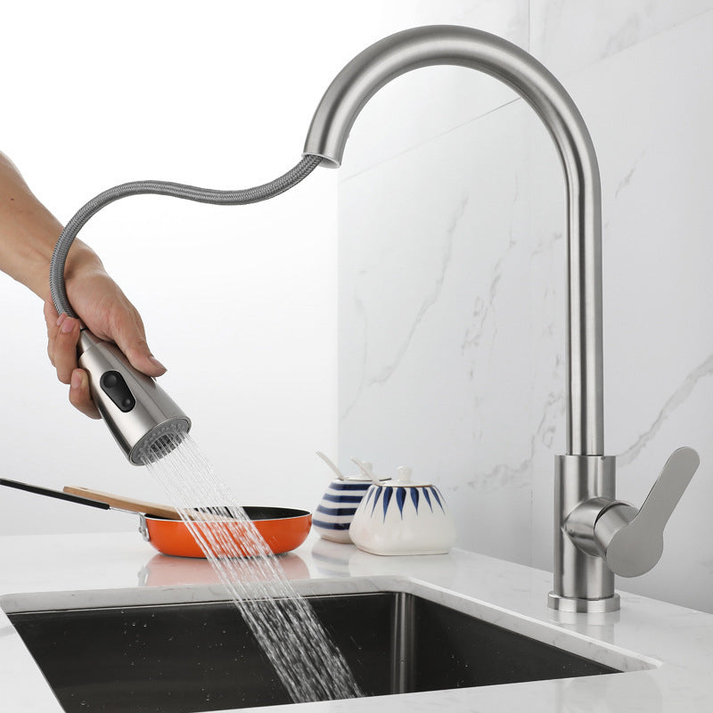 Modern Pot Filler Stainless Steel Pull Out Faucet Bar Prep Kitchen Faucet Clearhalo 'Home Improvement' 'home_improvement' 'home_improvement_kitchen_faucets' 'Kitchen Faucets' 'Kitchen Remodel & Kitchen Fixtures' 'Kitchen Sinks & Faucet Components' 'kitchen_faucets' 6211710