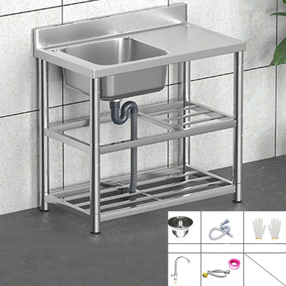 Classic Style Kitchen Sink Stainless Steel 2 Holes Undermount Kitchen Sink 27.5"L x 20"W x 35"H Sink with Faucet Cold Water Dispensers