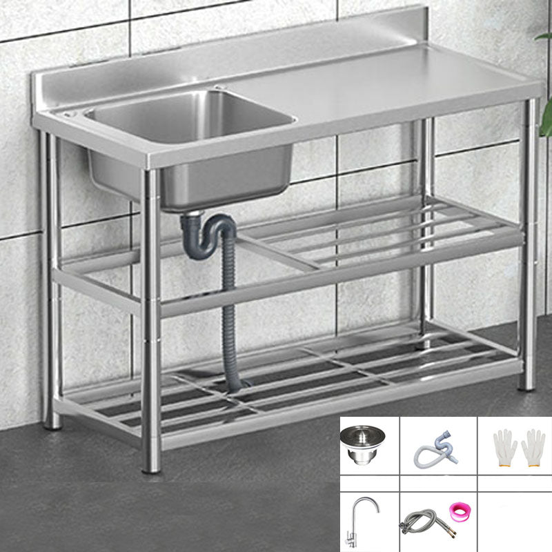 Classic Style Kitchen Sink Stainless Steel 2 Holes Undermount Kitchen Sink 47"L x 20"W x 31"H Sink with Faucet Cold Water Dispensers Clearhalo 'Home Improvement' 'home_improvement' 'home_improvement_kitchen_sinks' 'Kitchen Remodel & Kitchen Fixtures' 'Kitchen Sinks & Faucet Components' 'Kitchen Sinks' 'kitchen_sinks' 6211719