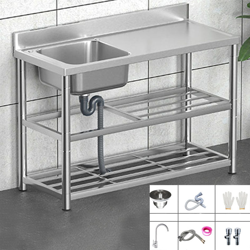 Classic Style Kitchen Sink Stainless Steel 2 Holes Undermount Kitchen Sink 47"L x 20"W x 31"H Sink with Faucet Hot Cold Water Dispensers Clearhalo 'Home Improvement' 'home_improvement' 'home_improvement_kitchen_sinks' 'Kitchen Remodel & Kitchen Fixtures' 'Kitchen Sinks & Faucet Components' 'Kitchen Sinks' 'kitchen_sinks' 6211727
