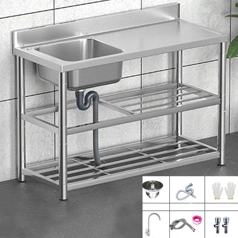 Classic Style Kitchen Sink Stainless Steel 2 Holes Undermount Kitchen Sink 47"L x 20"W x 31"H Sink with Faucet Hot/Cold Water Dispensers Clearhalo 'Home Improvement' 'home_improvement' 'home_improvement_kitchen_sinks' 'Kitchen Remodel & Kitchen Fixtures' 'Kitchen Sinks & Faucet Components' 'Kitchen Sinks' 'kitchen_sinks' 6211727