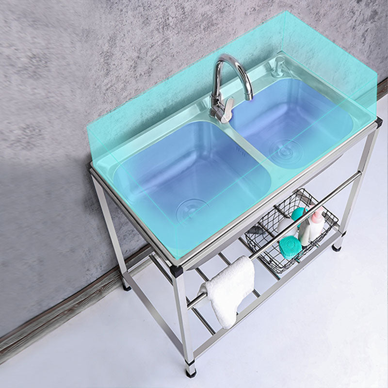 Modern Workstation Ledge Stainless Steel with Faucet and Soap Dispenser Sink Clearhalo 'Home Improvement' 'home_improvement' 'home_improvement_kitchen_sinks' 'Kitchen Remodel & Kitchen Fixtures' 'Kitchen Sinks & Faucet Components' 'Kitchen Sinks' 'kitchen_sinks' 6211760