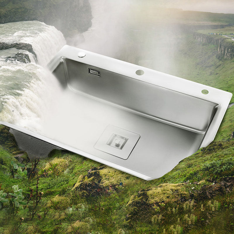 Modern Workstation Sink Stainless Faucet and Steel Basket Strainer Kitchen Sink Clearhalo 'Home Improvement' 'home_improvement' 'home_improvement_kitchen_sinks' 'Kitchen Remodel & Kitchen Fixtures' 'Kitchen Sinks & Faucet Components' 'Kitchen Sinks' 'kitchen_sinks' 6211797