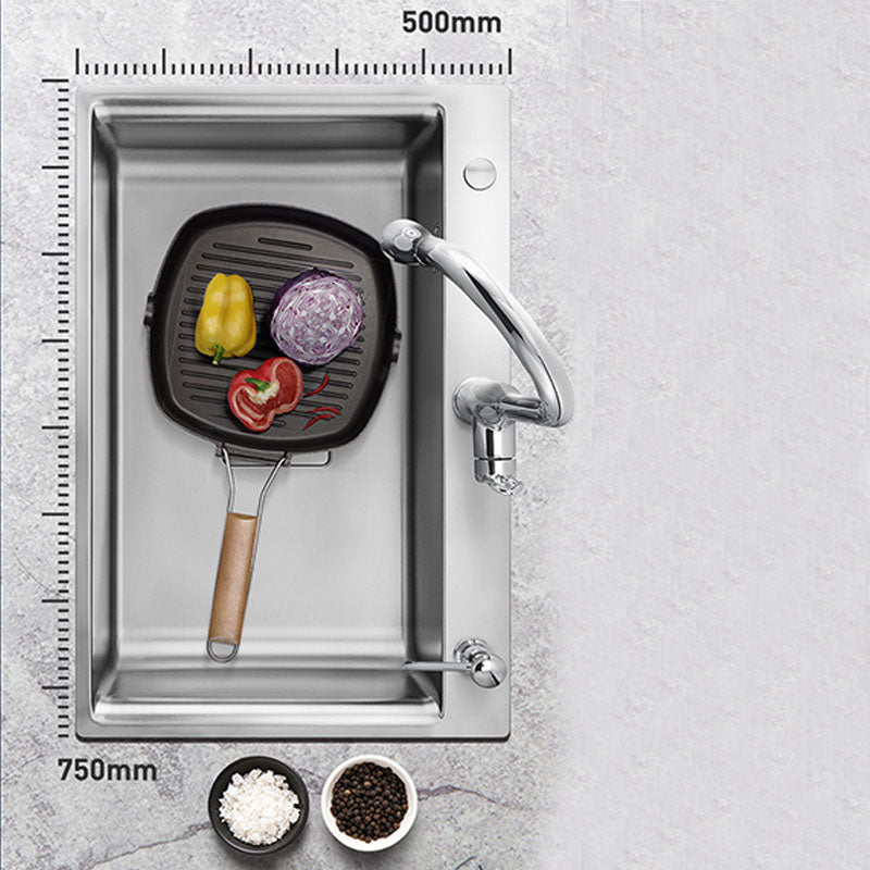 Modern Workstation Sink Stainless Faucet and Steel Basket Strainer Kitchen Sink Clearhalo 'Home Improvement' 'home_improvement' 'home_improvement_kitchen_sinks' 'Kitchen Remodel & Kitchen Fixtures' 'Kitchen Sinks & Faucet Components' 'Kitchen Sinks' 'kitchen_sinks' 6211799