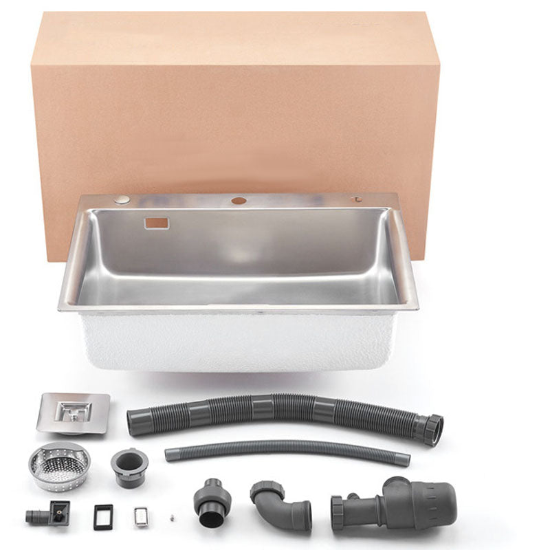 Modern Workstation Sink Stainless Faucet and Steel Basket Strainer Kitchen Sink Clearhalo 'Home Improvement' 'home_improvement' 'home_improvement_kitchen_sinks' 'Kitchen Remodel & Kitchen Fixtures' 'Kitchen Sinks & Faucet Components' 'Kitchen Sinks' 'kitchen_sinks' 6211812