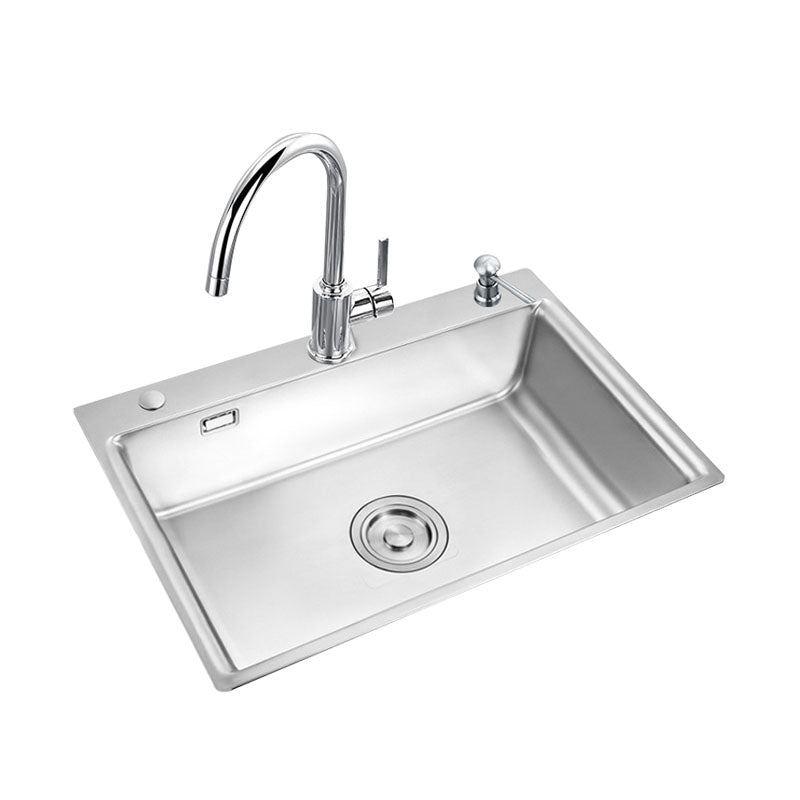 Modern Workstation Sink Stainless Faucet and Steel Basket Strainer Kitchen Sink Clearhalo 'Home Improvement' 'home_improvement' 'home_improvement_kitchen_sinks' 'Kitchen Remodel & Kitchen Fixtures' 'Kitchen Sinks & Faucet Components' 'Kitchen Sinks' 'kitchen_sinks' 6211817