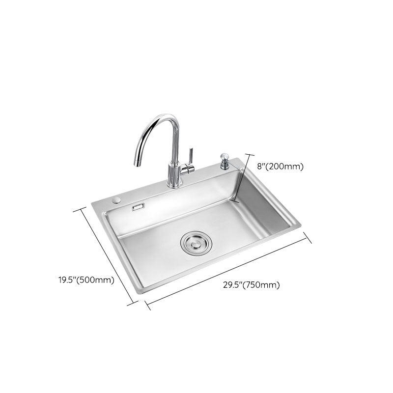 Modern Workstation Sink Stainless Faucet and Steel Basket Strainer Kitchen Sink Clearhalo 'Home Improvement' 'home_improvement' 'home_improvement_kitchen_sinks' 'Kitchen Remodel & Kitchen Fixtures' 'Kitchen Sinks & Faucet Components' 'Kitchen Sinks' 'kitchen_sinks' 6211821
