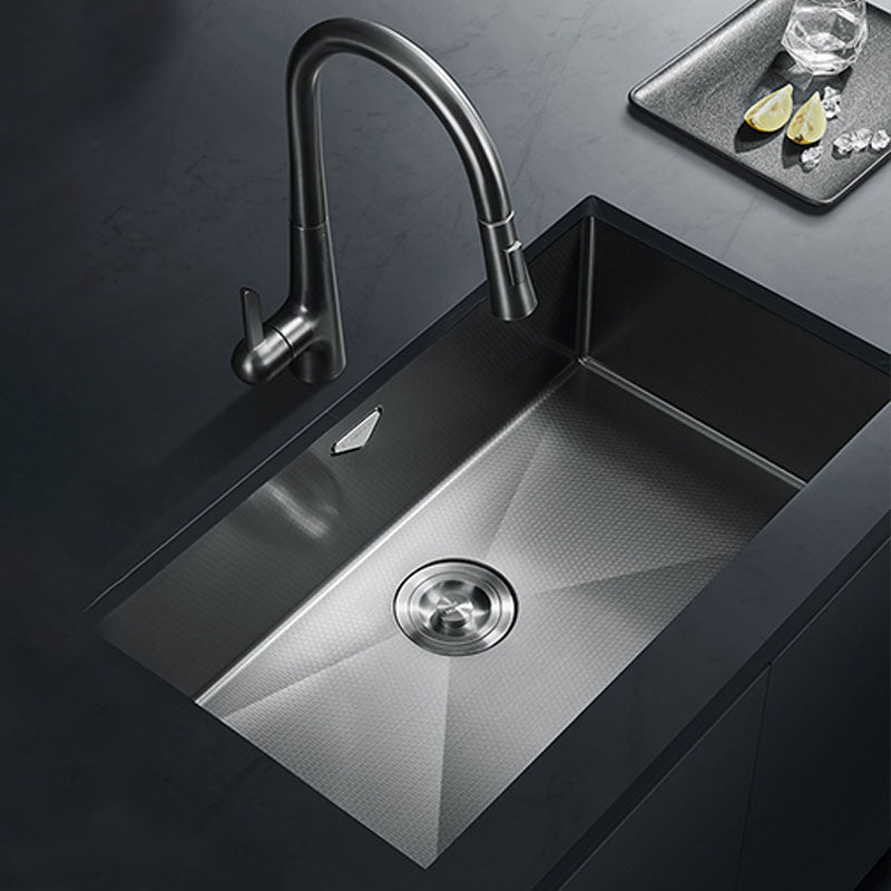 Contemporary Style Kitchen Sink Stainless Steel Kitchen Sink with Basket Strainer Clearhalo 'Home Improvement' 'home_improvement' 'home_improvement_kitchen_sinks' 'Kitchen Remodel & Kitchen Fixtures' 'Kitchen Sinks & Faucet Components' 'Kitchen Sinks' 'kitchen_sinks' 6211824