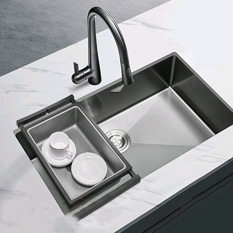 Contemporary Style Kitchen Sink Stainless Steel Kitchen Sink with Basket Strainer Clearhalo 'Home Improvement' 'home_improvement' 'home_improvement_kitchen_sinks' 'Kitchen Remodel & Kitchen Fixtures' 'Kitchen Sinks & Faucet Components' 'Kitchen Sinks' 'kitchen_sinks' 6211825
