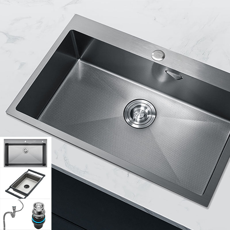 Contemporary Style Kitchen Sink Stainless Steel Kitchen Sink with Basket Strainer Sink Only None Clearhalo 'Home Improvement' 'home_improvement' 'home_improvement_kitchen_sinks' 'Kitchen Remodel & Kitchen Fixtures' 'Kitchen Sinks & Faucet Components' 'Kitchen Sinks' 'kitchen_sinks' 6211849
