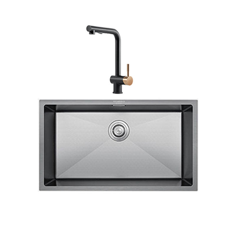 Contemporary Style Kitchen Sink Stainless Steel Kitchen Sink with Basket Strainer Clearhalo 'Home Improvement' 'home_improvement' 'home_improvement_kitchen_sinks' 'Kitchen Remodel & Kitchen Fixtures' 'Kitchen Sinks & Faucet Components' 'Kitchen Sinks' 'kitchen_sinks' 6211859