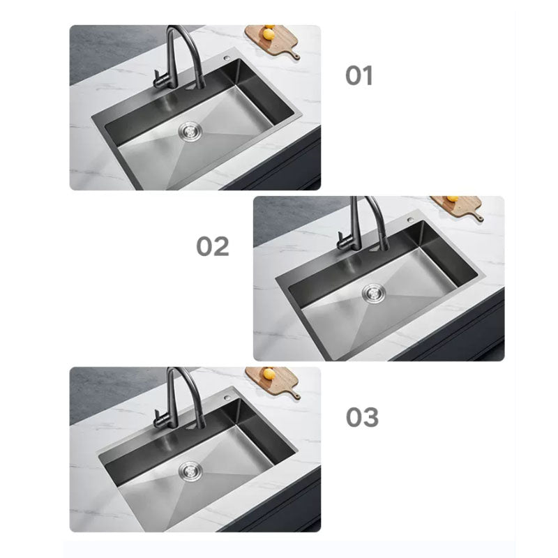 Contemporary Style Kitchen Sink Stainless Steel Kitchen Sink with Basket Strainer Clearhalo 'Home Improvement' 'home_improvement' 'home_improvement_kitchen_sinks' 'Kitchen Remodel & Kitchen Fixtures' 'Kitchen Sinks & Faucet Components' 'Kitchen Sinks' 'kitchen_sinks' 6211862
