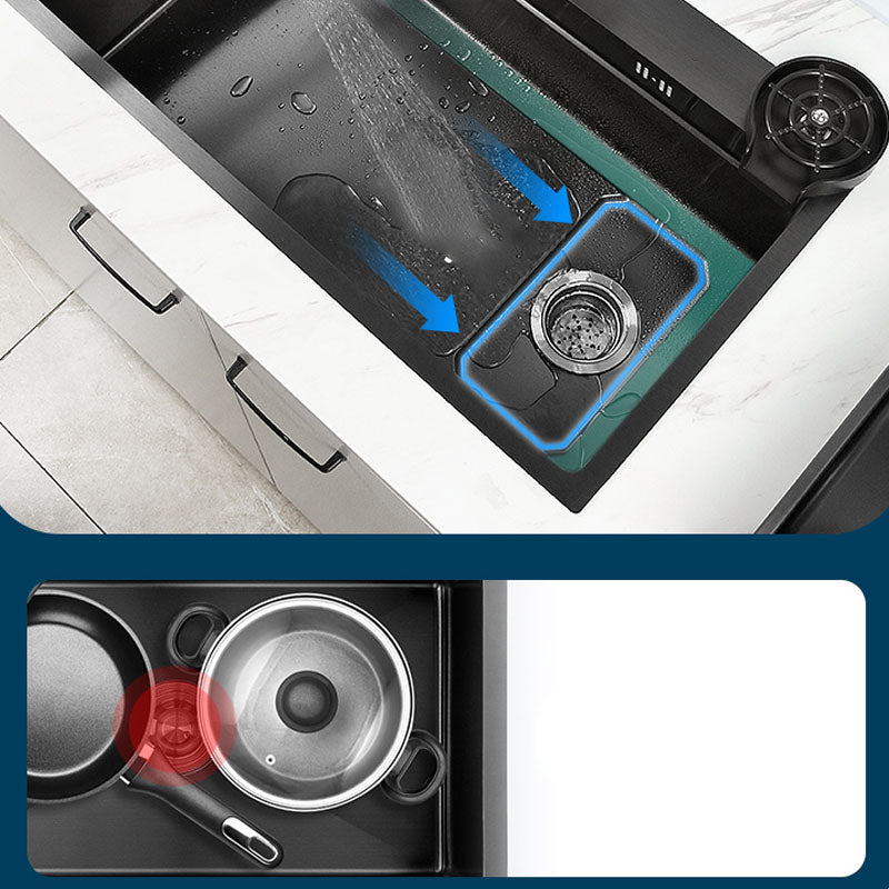 Contemporary Kitchen Sink Stainless Steel Kitchen Sink with Drain Assembly Clearhalo 'Home Improvement' 'home_improvement' 'home_improvement_kitchen_sinks' 'Kitchen Remodel & Kitchen Fixtures' 'Kitchen Sinks & Faucet Components' 'Kitchen Sinks' 'kitchen_sinks' 6211892