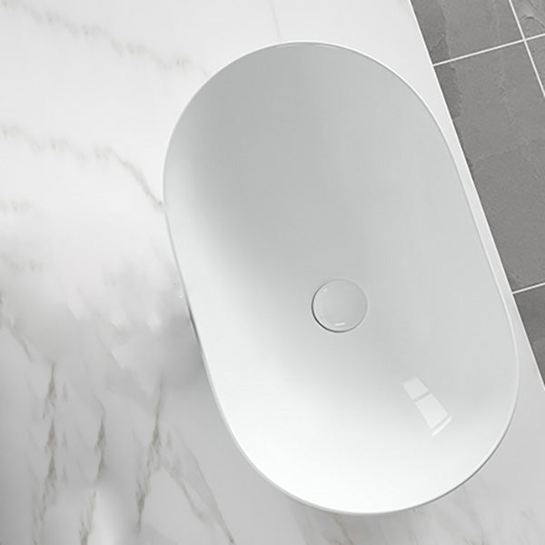 Contemporary Bathroom Sink Pop-Up Drain Porcelain Solid Color Oval-Shape Vessel Clearhalo 'Bathroom Remodel & Bathroom Fixtures' 'Bathroom Sinks & Faucet Components' 'Bathroom Sinks' 'bathroom_sink' 'Home Improvement' 'home_improvement' 'home_improvement_bathroom_sink' 6211949