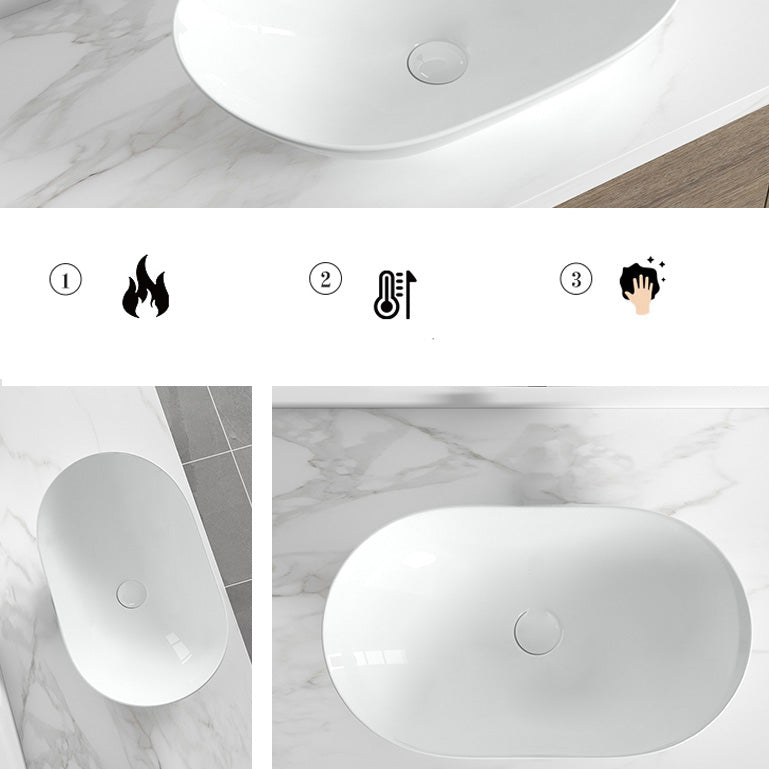Contemporary Bathroom Sink Pop-Up Drain Porcelain Solid Color Oval-Shape Vessel Clearhalo 'Bathroom Remodel & Bathroom Fixtures' 'Bathroom Sinks & Faucet Components' 'Bathroom Sinks' 'bathroom_sink' 'Home Improvement' 'home_improvement' 'home_improvement_bathroom_sink' 6211961
