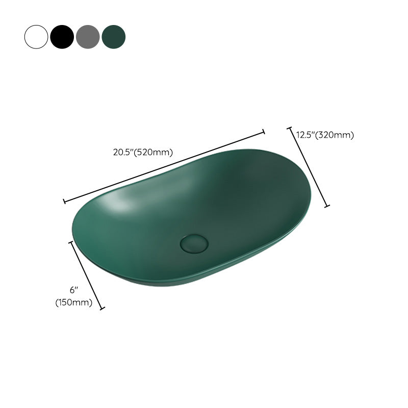 Contemporary Bathroom Sink Pop-Up Drain Porcelain Solid Color Oval-Shape Vessel Clearhalo 'Bathroom Remodel & Bathroom Fixtures' 'Bathroom Sinks & Faucet Components' 'Bathroom Sinks' 'bathroom_sink' 'Home Improvement' 'home_improvement' 'home_improvement_bathroom_sink' 6211966