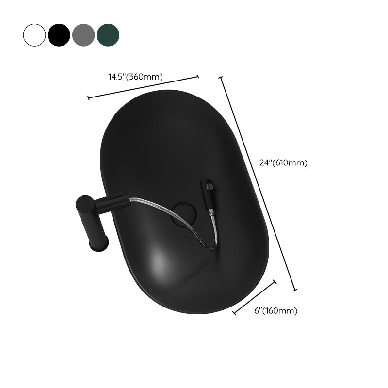 Contemporary Bathroom Sink Pop-Up Drain Porcelain Solid Color Oval-Shape Vessel Clearhalo 'Bathroom Remodel & Bathroom Fixtures' 'Bathroom Sinks & Faucet Components' 'Bathroom Sinks' 'bathroom_sink' 'Home Improvement' 'home_improvement' 'home_improvement_bathroom_sink' 6211969