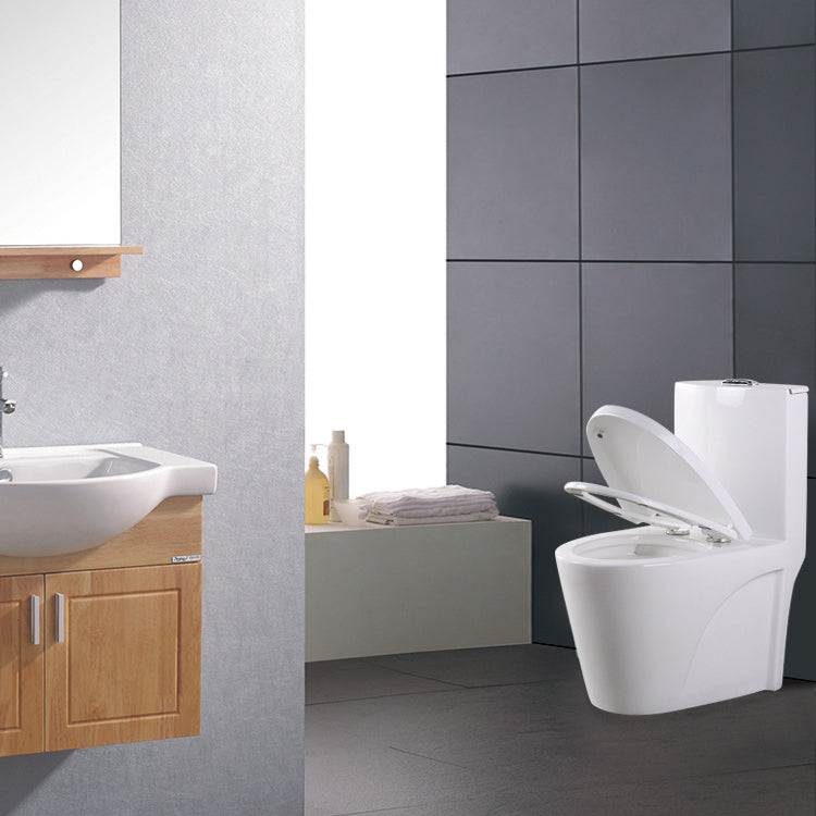 Contemporary Elongated Toilet Bowl Gravity Flush Toilet with Seat for Bathroom Clearhalo 'Bathroom Remodel & Bathroom Fixtures' 'Home Improvement' 'home_improvement' 'home_improvement_toilets' 'Toilets & Bidets' 'Toilets' 6212616