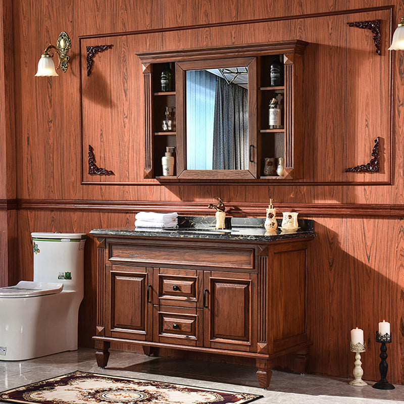 Traditional Freestanding Bathroom Vanity Solid Wood Bathroom Vanity Set for Bathroom Vanity & Faucet & Mirror Cabinet Dark Brown Clearhalo 'Bathroom Remodel & Bathroom Fixtures' 'Bathroom Vanities' 'bathroom_vanities' 'Home Improvement' 'home_improvement' 'home_improvement_bathroom_vanities' 6214979