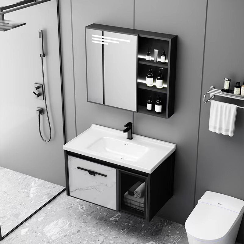 Modern Bathroom Vanity Set Aluminum Single-Sink Bathroom Vanity Clearhalo 'Bathroom Remodel & Bathroom Fixtures' 'Bathroom Vanities' 'bathroom_vanities' 'Home Improvement' 'home_improvement' 'home_improvement_bathroom_vanities' 6215048