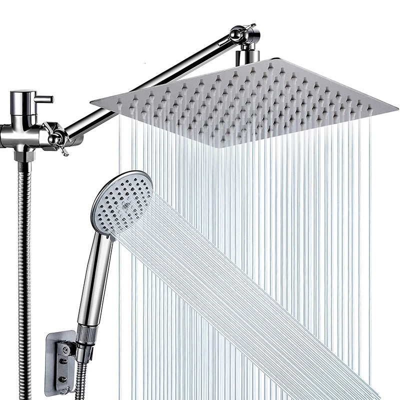 Square Shape Dual Shower Heads Modern Home Metal Dual Shower Heads Silver Clearhalo 'Bathroom Remodel & Bathroom Fixtures' 'Home Improvement' 'home_improvement' 'home_improvement_shower_heads' 'Shower Heads' 'shower_heads' 'Showers & Bathtubs Plumbing' 'Showers & Bathtubs' 6215179