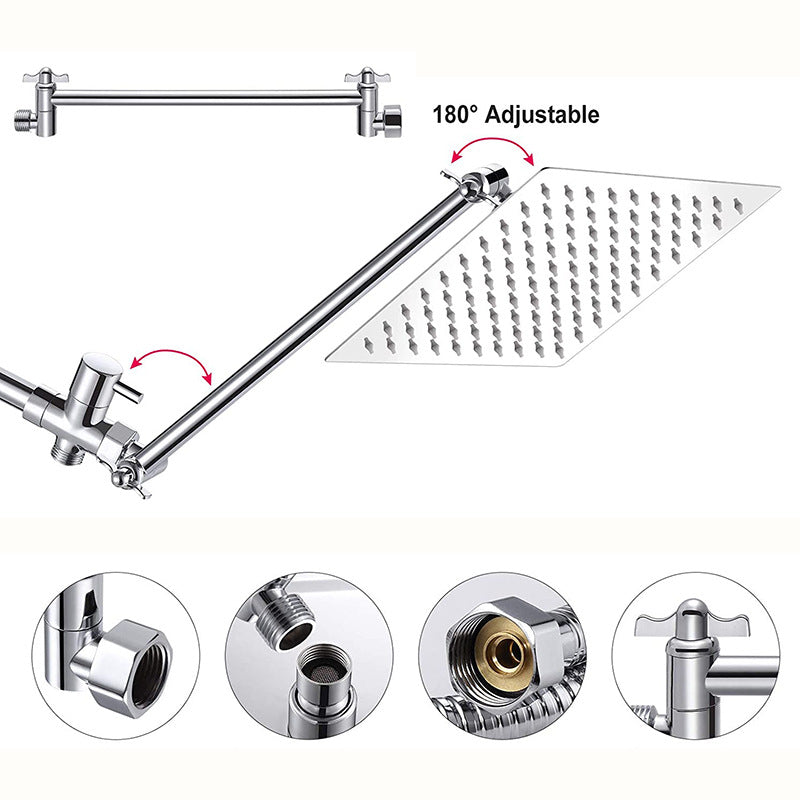 Square Shape Dual Shower Heads Modern Home Metal Dual Shower Heads Clearhalo 'Bathroom Remodel & Bathroom Fixtures' 'Home Improvement' 'home_improvement' 'home_improvement_shower_heads' 'Shower Heads' 'shower_heads' 'Showers & Bathtubs Plumbing' 'Showers & Bathtubs' 6215180