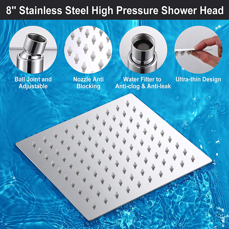 Square Shape Dual Shower Heads Modern Home Metal Dual Shower Heads Clearhalo 'Bathroom Remodel & Bathroom Fixtures' 'Home Improvement' 'home_improvement' 'home_improvement_shower_heads' 'Shower Heads' 'shower_heads' 'Showers & Bathtubs Plumbing' 'Showers & Bathtubs' 6215181