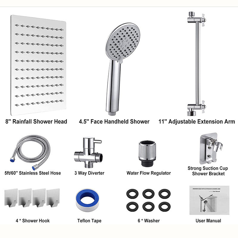Square Shape Dual Shower Heads Modern Home Metal Dual Shower Heads Clearhalo 'Bathroom Remodel & Bathroom Fixtures' 'Home Improvement' 'home_improvement' 'home_improvement_shower_heads' 'Shower Heads' 'shower_heads' 'Showers & Bathtubs Plumbing' 'Showers & Bathtubs' 6215186