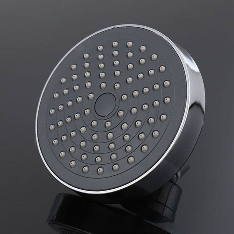 Round Fixed Shower Head Traditional Style Metal 5-inch Fixed Shower Head Design 1 Clearhalo 'Bathroom Remodel & Bathroom Fixtures' 'Home Improvement' 'home_improvement' 'home_improvement_shower_heads' 'Shower Heads' 'shower_heads' 'Showers & Bathtubs Plumbing' 'Showers & Bathtubs' 6215233