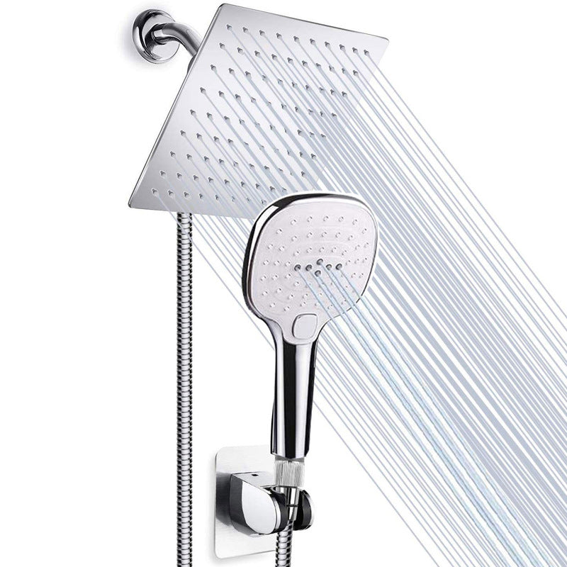 Traditional Dual Shower Head Square Wall Mounted Dual Shower Silver Clearhalo 'Bathroom Remodel & Bathroom Fixtures' 'Home Improvement' 'home_improvement' 'home_improvement_shower_heads' 'Shower Heads' 'shower_heads' 'Showers & Bathtubs Plumbing' 'Showers & Bathtubs' 6215250